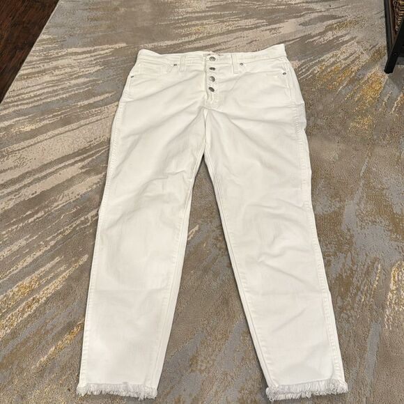 Madewell white 10" High-Rise Skinny Crop Jeans: Button-Front Edition size 32 EUC - Picture 2 of 10